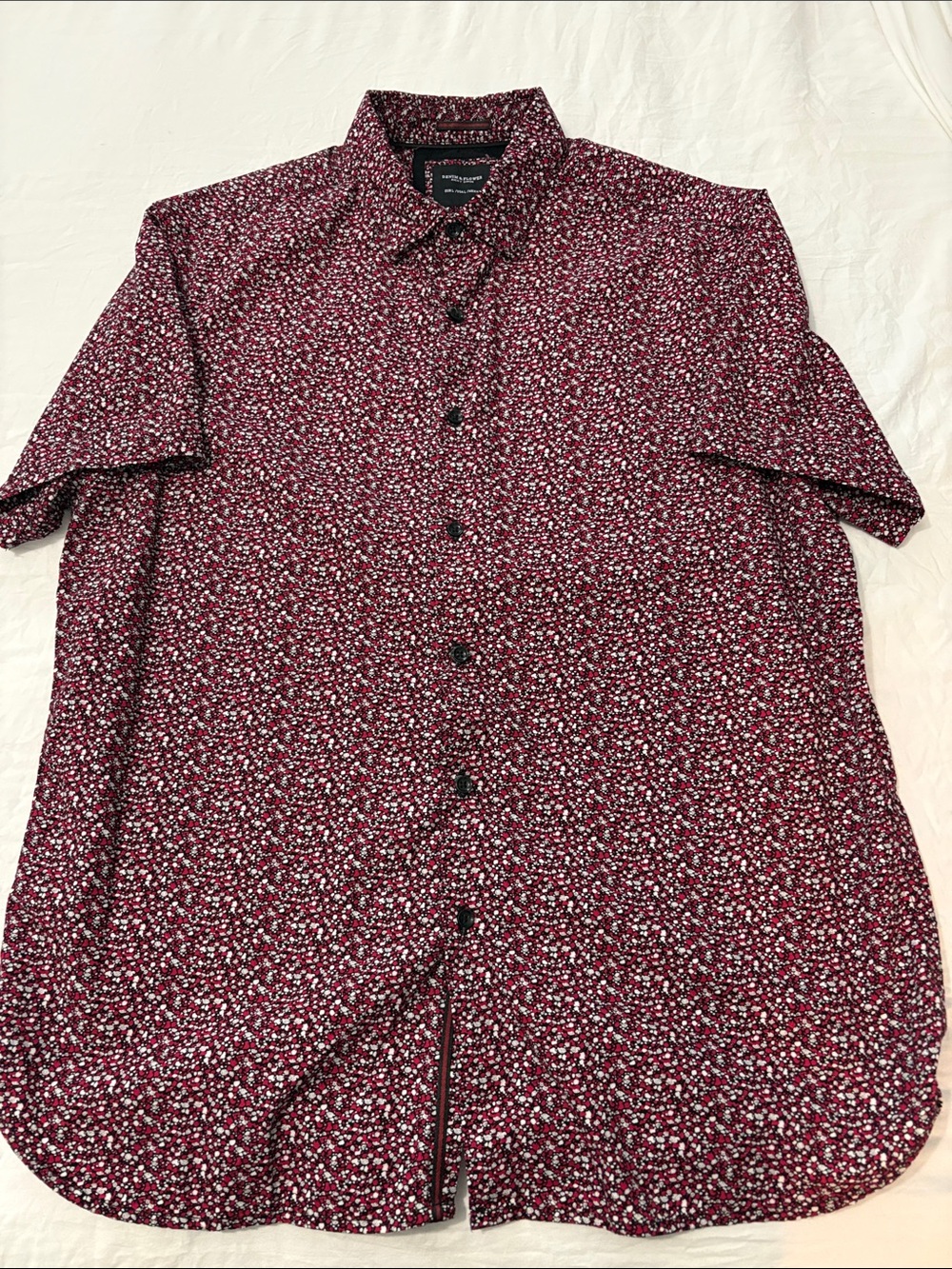 Denim & Flower Burgundy Floral Short-Sleeve Button-Down Shirt
